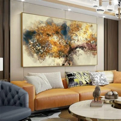 Abstract Gold Tree Canvas Painting Canvas Wall Art Poster Print Home Decor Mural