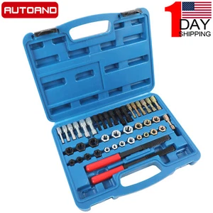 Kit de restauración de roscas métricas de 42 piezas UNC UNF juego de perseguidor de roscas herramienta de reparación de roscas - Imagen 1 de 18