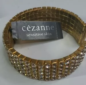 Cezanne Open Cuff Gold Bracelet Rhinestone - Picture 1 of 3