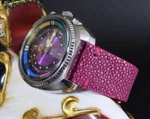 CORREA RELOJ 22 20 18 MM ROSA PINK GENUINA PIEL PEZ RAYA HECHA A MANO MA STRAP - Picture 1 of 12