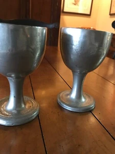 Pair of Antique Pewter Wine Goblets c. 1800 from Scotland - Picture 1 of 16