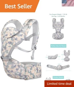 Breathable Cotton Toddler Carrier for Newborn to 50 lbs - Hands-Free Convenience - Picture 1 of 8