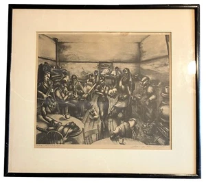 1930s George Von Physter WPA Jazz Blues Era Signed Lithos Framed PR - Picture 1 of 9