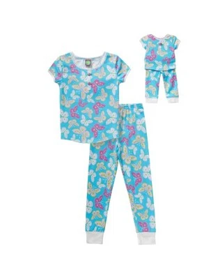 Niña 4-14 y Muñeca A Juego Acorado Mariposa Pijama Conjunto American Girl Foto 1 de 2