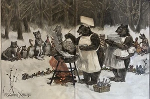 1887 GREAT EXPECTATIONS F.S.CHURCH HARPER’S WEEKLY HAND-COLORED  CHRISTMAS PRINT - Picture 1 of 11