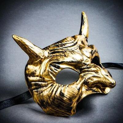 GOLD Devil Horns Masquerade Mask for Halloween and Cosplay | For men and women - Image 1 of 3
