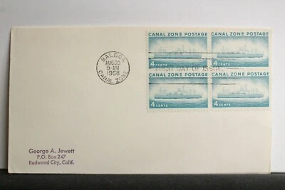 USPS First Day Issue# CZ149 – 1958 4c grn bl, S.S. Ancon Block of 4 ST1245 - Image 1 of 2