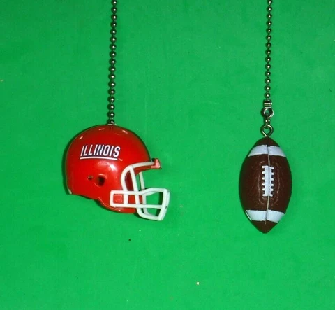 ILLINOIS ILLINI FOOTBALL  HELMET  & BALL CEILING FAN PULL CHAIN SET Cover
