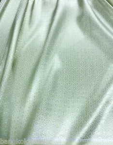 Pale Green Thai Traditional Silk Fabric 40"X70" WEDDING DRESS SKIRTS Decorate - Picture 1 of 6