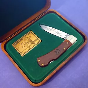 Schrade Limited Knife Made In USA Federal Duck Stamp Lockback Smooth Wood Handle - Picture 1 of 6