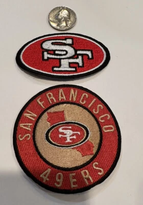 "Hermoso parche de hierro bordado vintage San Francisco 49ers 3""x 3"" y 3""x 1,5""". Foto 1 de 3
