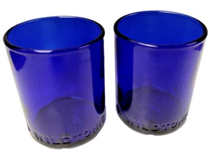 Pair of Cobalt Blue Bee WILD TONIC High Ball Drinking Glasses - Picture 1 of 4