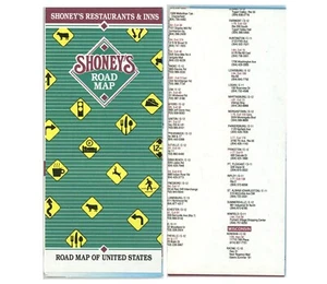 Vintage 1991 United States Road Map – Shoney’s Restaurants & Inns - Picture 1 of 1
