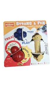 Nylabone confezione varietà giocattolo da masticare in gomma super resistente e divertente, 3 pezzi - Foto 1 di 2