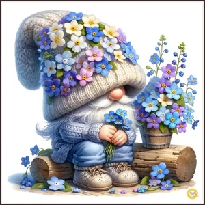 Hydrangea Gnome 1491 Chart Counted Cross Stitch Pattern Needlework - Bild 1 von 5