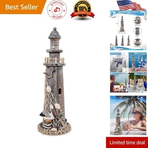 Wooden Lighthouse Decor Handcrafted Nautical Centerpiece 14.25" Pelican Seash... - Picture 1 of 9