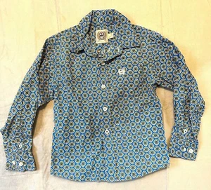 Cinch Boys Western Button-Up Shirt 3T Blue & Yellow Floral Print - Picture 1 of 4