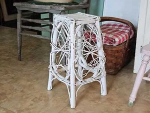 Antique White Twig Table, Vintage Small Rustic Table Made Out of Branches - Picture 1 of 10