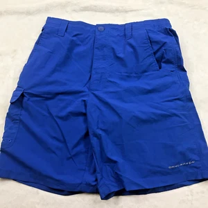 Pantalones Cortos Columbia PFG Para Hombres Talla Pequeña Azul Nylon Exterior Caminata Omni Tono #2690 - Imagen 1 de 10