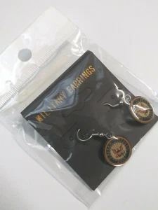 U.S. Navy USN Military Round United States Pair Dangle Earrings NEW - Picture 1 of 2
