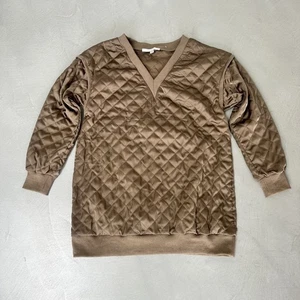 Anthropologie Flat White Longline Quilted Pullover. Khaki Green/Brown. XS. - Picture 1 of 7