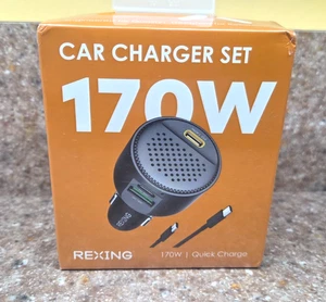 Rexing - Cargador rápido para vehículo 170W con 2 puertos USB-C y 1 puerto USB - Imagen 1 de 3