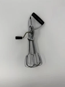 Vintage EKCO BEST Handkurbel Mixer Eierschläger Edelstahl schwarzer Griff USA - Bild 1 von 5