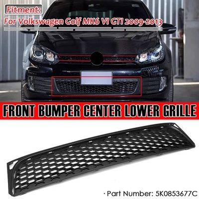 For 2009-13 VW Golf GTI MK6 Front Bumper Lower Grille Black Mesh Grill Honeycomb Foto 1 de 4