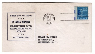 #808 EE Presidential Series 1941 James Monroe 5c FDC - #58 WSE - Image 1 of 2