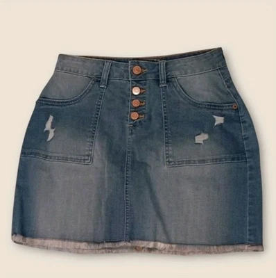 Pantalones de mezclilla elásticos Justice Girls talla 16 falda con botones pantalones cortos incorporados Y2K Foto 1 de 4