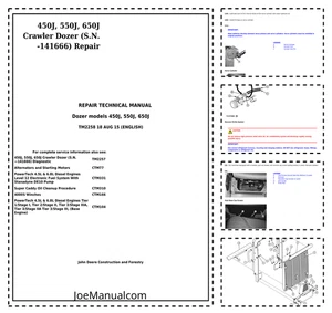 John Deere 450J 550J 650J Crawler Dozer Repair Technical Manual - Picture 1 of 1