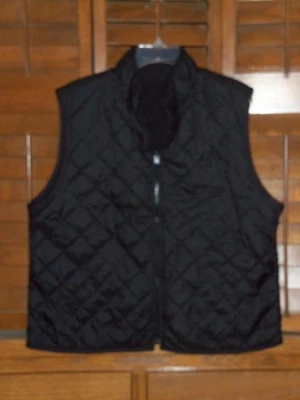 JENNIFER MOORE Women’s Size XL BLACK Reversible Quilted/FLEECE Vest Pockets - Image 1 of 4