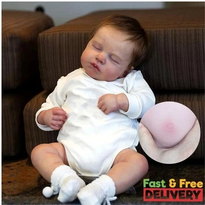 Reborn Baby Doll Boy Girl Full Body Silicone Vinyl and Rooted Hair Visible Veins - Image 1 of 4