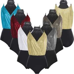 Mujeres Disfraz Espagueti Mono Cuello Simulado Body Escenario Gimnasia Yoga Prendas para el torso - Imagen 1 de 54