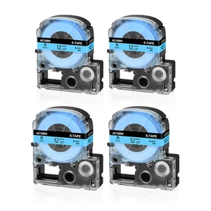 Cartucho de cinta 4PK 1/2" compatible SC12BW para King Jim TepraPro negro sobre azul - Imagen 1 de 10
