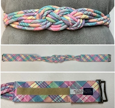 Vintage 80’s Jos. A. Bank Women’s Adjustable Braided Pastel Cotton Madras Belt - Image 1 of 4