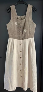 Damen Trachten Dirndl ärmellos grau, beige Echtes Leder Gr. 42 - Picture 1 of 8