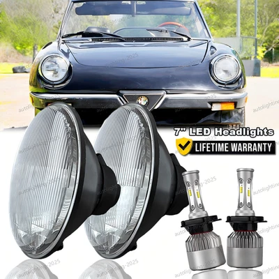 Pair 7" Inch Round LED Headlights For Alfa Romeo Spider 1988-1994 Plymouth - Image 1 of 4