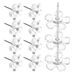 100 Pcs Transparent Flower Pushpin Office for Bulletin Board Tacks - Picture 1 of 12