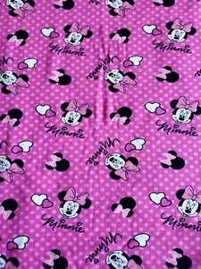 35" Minnie Mouse head on pink polka dot KNIT Fabric - Picture 1 of 5