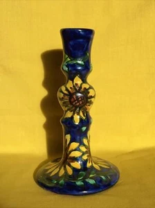 Vintage Talavera Pottery Sunflower Blue Yellow Candle Stick Holder Signed REA - Bild 1 von 6