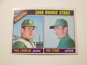 1966 Topps Baseball Hi #568 Kansas Athletics Paul Lindblad/Ron Stone casi nuevo - Imagen 1 de 1