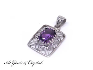 A1 - Beautiful Hand Made Natural Amethyst Gemstone Pendant - Sterling Silver - Picture 1 of 5
