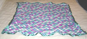  New Sew Lush Fleece Minky Mermaid Tail Baby Blanket Handmade Purple Turquoise - Picture 1 of 4