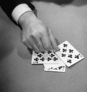 Magician John Scarne illustrating how to cheat at cards 1940s Old Photo 8