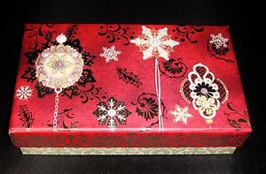 Punch Studio Decorative Keepsake Rectangular Gift Box Christmas Red 68690 - Picture 1 of 5