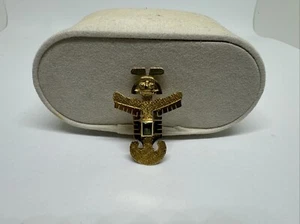 Vintage 18K Gold Emerald Pre-Columbian Pendant Brooch Pin Aztec Mayan Pendant - Picture 1 of 11