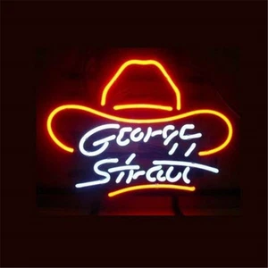 George Strait Country Music Hat Neon Sign Light Wall Hanging Nightlight 19"x15" - Picture 1 of 1