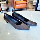 Bass Vintage 90s Brown Leather Square Toe Pumps Women?s Size 8.5