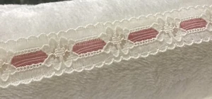 30 + Yards Vintage Lace Off White Rose Pink Floral Trim Sewing 7/8” On Spool Lot - Picture 1 of 5